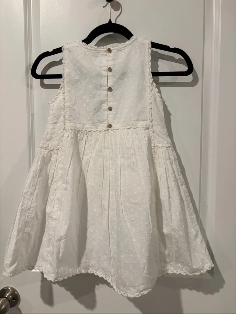 next White Dress with Blue Floral Embroidery